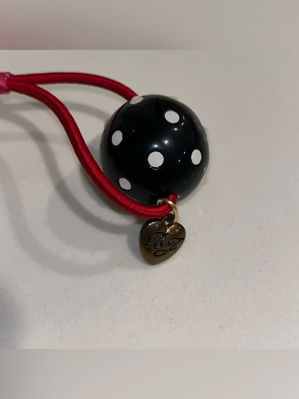 Betsey Johnson Vintage Rare Hair Tie Black & Whit polka-dots